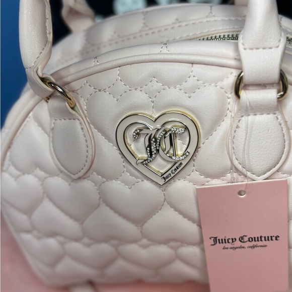 Brand New! Juicy Couture Pink Quilted Hearts Flawless Dome Satchel Purse NWT - Picture 3 of 10